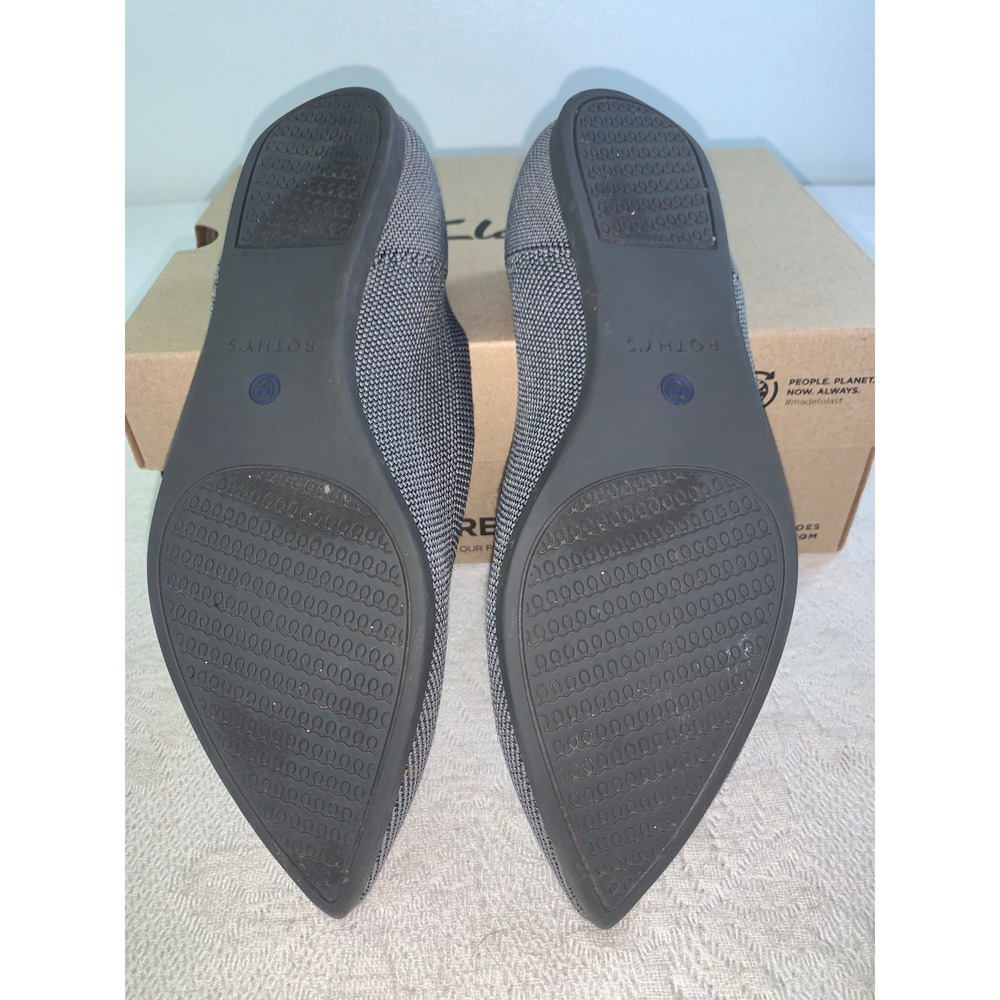 Rothys The Point Flats Slate Heather Gray Pointed Toe Knit Shoes Womens 9 - Picture 7 of 7